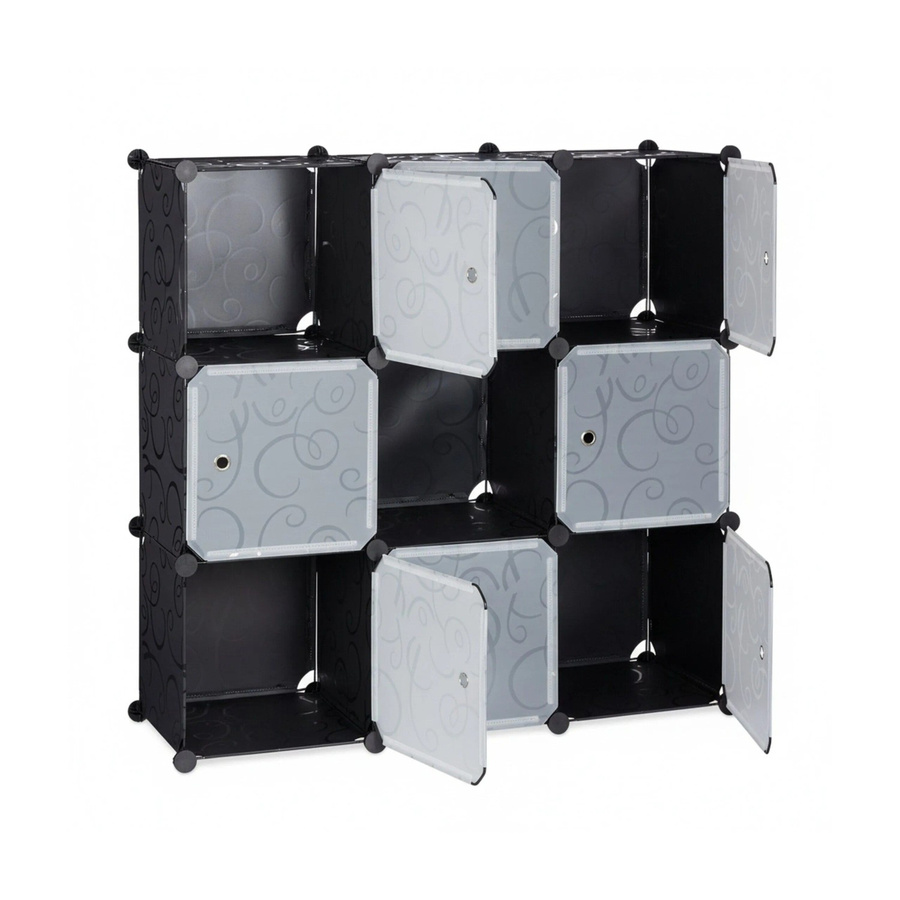 Relaxdays Regalsystem aus Kunststoff mit Türen in Schwarz, B/T/H: 95,5 x 32 x 95,5 cm - Bild 2