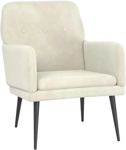 vidaXL Sessel in Beige aus Samt mit Armlehnen und Metallrahmen B/T/H: 62 x 79 x 79 cm - Bild 1