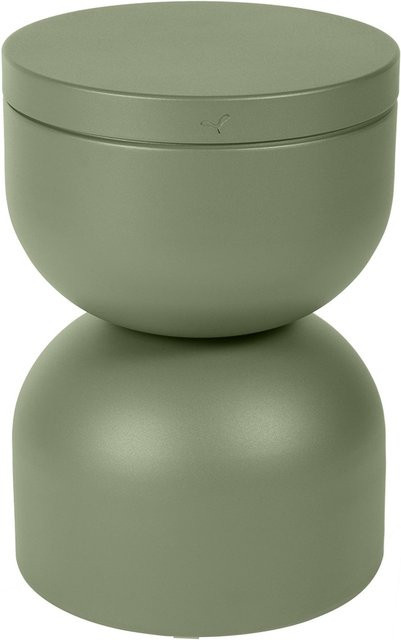 Fermob Piapolo Hocker aus Aluminium in Grün matt mit integriertem Kissenfach für den Garten - Bild 1