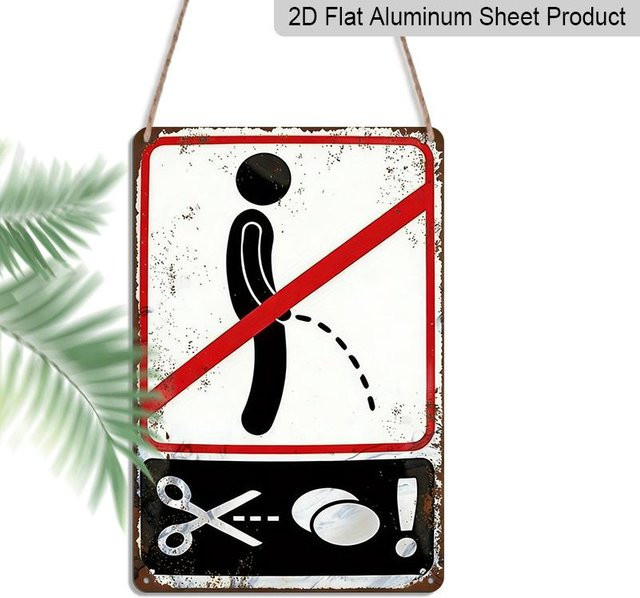 Drasawee Metallschild Nicht urinieren als Warnschild aus Aluminium, Farbe: Weiß, B x H: 20 x 30 cm - Bild 1