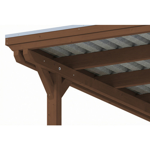 SKANHOLZ Caravan-Carport Emsland aus Fichte mit Stahl-Flachdach in Nussbaum Braun, B: 402 cm, T: 373 cm, H: 846 cm - Bild 4