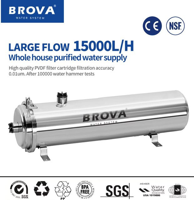 BROVA Wasserreiniger mit 15000L Super High Flow Rate, 0,01μm PVDF UF System und SUS304 Filter, Farbe: Silber - Bild 1