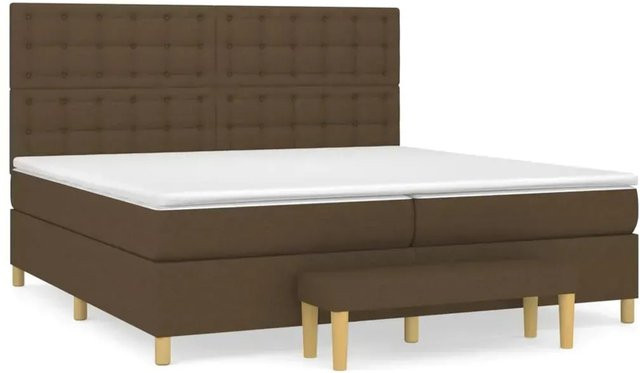 vidaXL Boxspringbett Hybrid mit Matratze und Kopfteil Dunkelbraun B/T: 200 x 200 cm - Bild 1