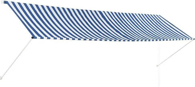 vidaXL Einziehbare Markise mit Faltarmen in Blau und Weiß, B: 400 cm, T: 150 cm - Bild 1