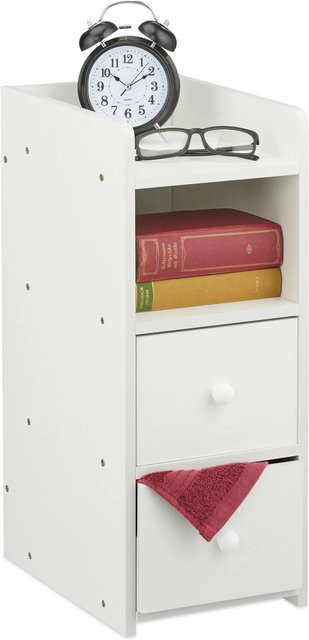 Relaxdays Nachttisch aus MDF in Weiß mit 2 Schubladen, B/T/H: 55 x 22,5 x 34 cm - Bild 1