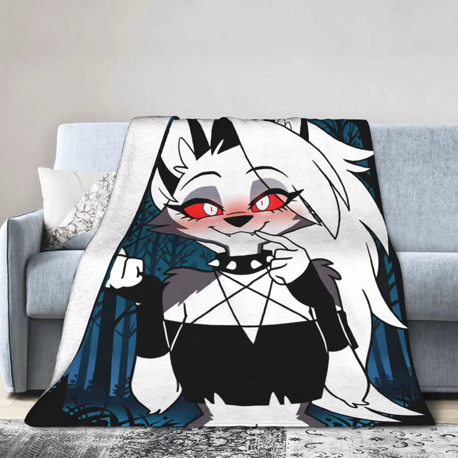 Loona Anime Flanell Plüschdecke für Kinder und Erwachsene, Helluva Boss Tagesdecke aus Polyester, Mehrfarbig - Bild 3