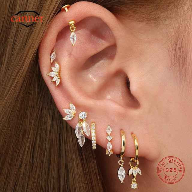 CANNER Piercing-Ohrringe, 925 Silber, Zirkonia, Damen - Bild 1
