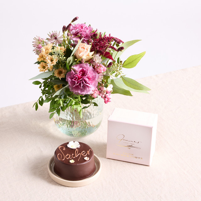 BLUME2000 Herbstgruß Blumen-Sachertorte 200g - Bild 1