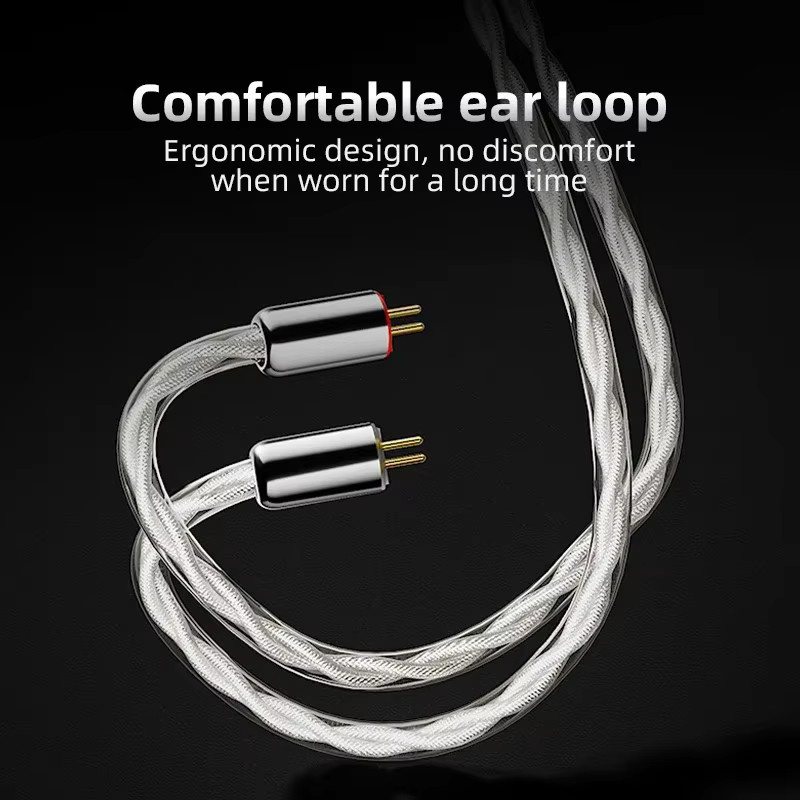 TODN HiFi 4-Core Graphene Upgrade-Kopfhörerkabel mit silberbeschichteten 7N OCC Leitern und vergoldeten 3,5 mm Steckern in Silber - Bild 3
