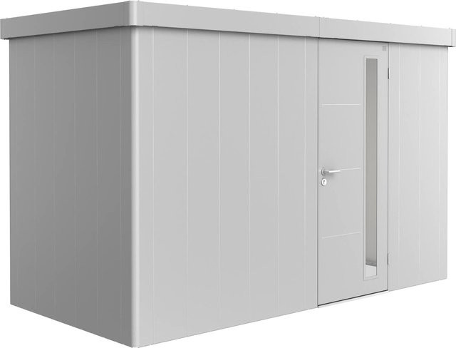 Biohort Gerätehaus Neo 1D aus Stahl mit Flachdach in Silber Metallic B/H/T: 348 x 222 x 180 cm - Bild 1