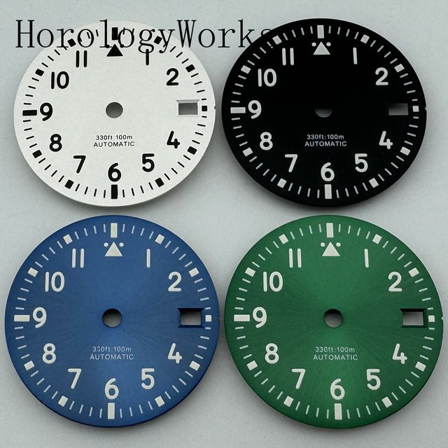 Uhrenteile Zifferblatt, 29 mm, Schwarz, Weiß, Blau, Grün, Unisex - Bild 1