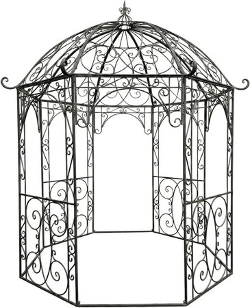 DELUKE Pavillon LIV Antik Gartenpavillon aus Eisen in Anthrazit im Jugendstil B/T/H: 284 x 263 x 313 cm