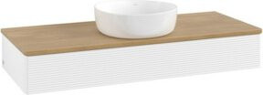 V&B Waschtischunterschrank Antao mit Frontstruktur in Weiß und Eiche Honig, B/T/H: 120 x 50 x 19 cm - Bild 1