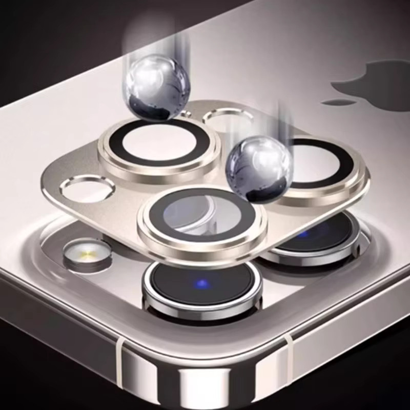 Metall Kamera Objektiv Schutz für Apple iPhone 15 16 Pro Max 15 Pro 15 Plus 16 mit Glas und Ring in Schwarz oder Silber - Bild 2