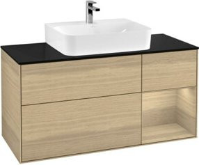 V&B Waschtischunterschrank Finion mit Wandbeleuchtung, Farbe: Eiche Oak und Beige, Breite: 120 cm, Tiefe: 50,1 cm, Höhe: 50,1 cm - Bild 1
