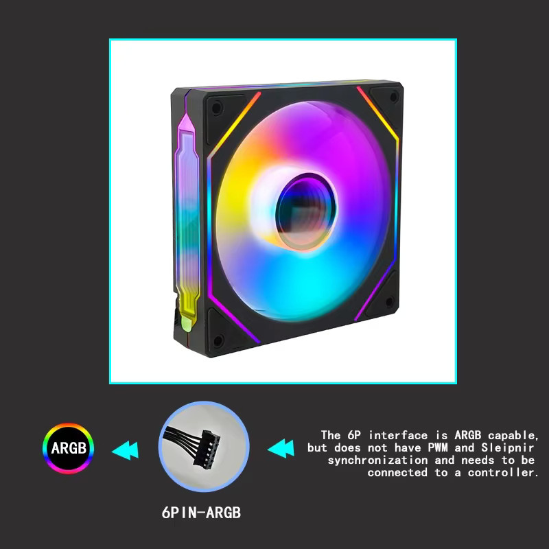 MANMU 12V Computer-Lüftersteuerung mit 120mm Infinity Mirror ARGB Kühllüfter für Gaming-PCs - Bild 4