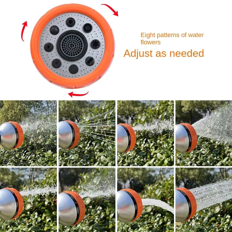 8-Funktions Gartensprinkler Wasserpistole mit langer Stange und Daumenregler in Orange zur Bewässerung von Gemüse und Garten - Bild 2