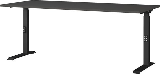 KADIMA DESIGN Schreibtisch Stuttgart höheneinstellbar Graphit B/T/H: 180 x 80 x 68-91 cm mit C-Fuß und Kurbelmechanik - Bild 1