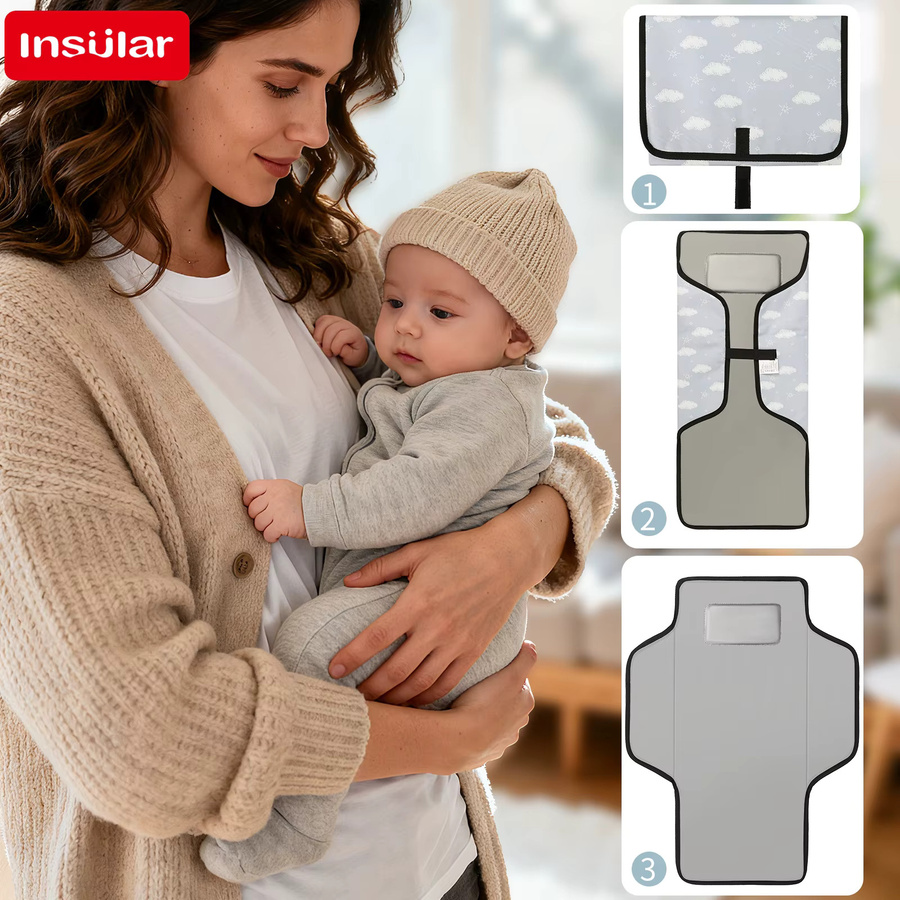 Multifunktionale Wickelunterlage für Babys aus Polyesterfaser, faltbar und wasserdicht für unterwegs - Bild 3