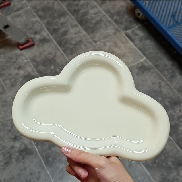 Yiran Furniture Dessertteller in Wolkenform aus Keramik, Grau, Breite: 23,5 cm, Tiefe: 16 cm - Bild 1