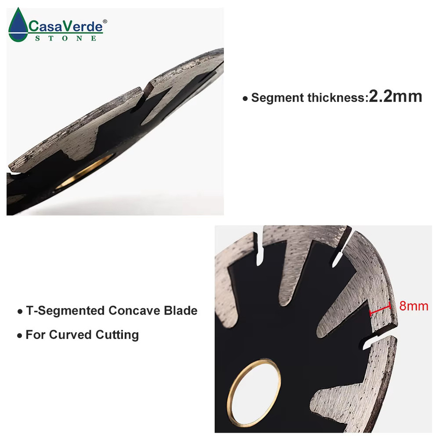 casaverde Diamantklinge DC-TCCB01 T-segmentiert konkav zum Schneiden von Granitstein und Turbofelgen, Durchmesser: 115 mm (4,5 Zoll) - Bild 2