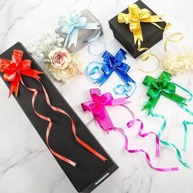 Bunte Bogen-Geschenkband-Sets für DIY-Dekorationen bei Weihnachten, Hochzeiten, Geburtstagen oder Partys in Mehrfarben und Rot - Bild 1
