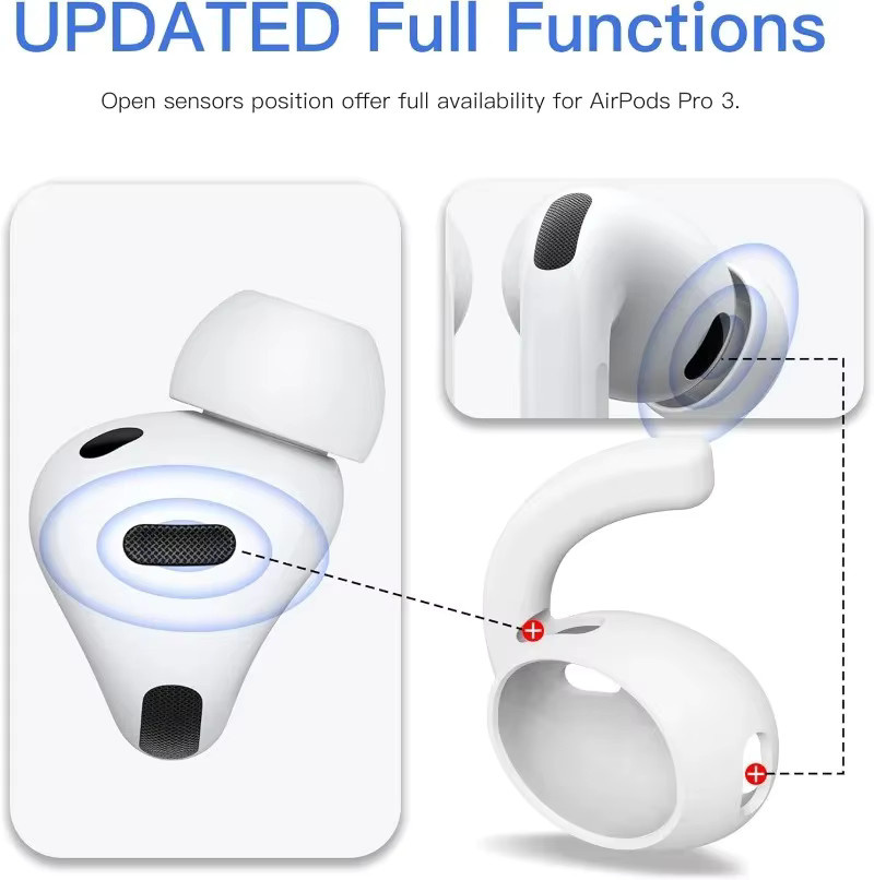 Silikon Ersatz-Ohrstöpsel und Anti-Verlust-Hakenabdeckung für Apple AirPods Pro 3, In-Ear Ohrkappen in Transparent - Bild 2