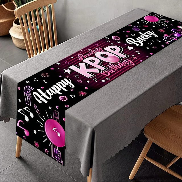 OURFETE Tischläufer mit Musik-Motiv für Geburtstagspartys und Heimdekoration, Mehrfarbig, B/H: 180 x 35 cm - Bild 1