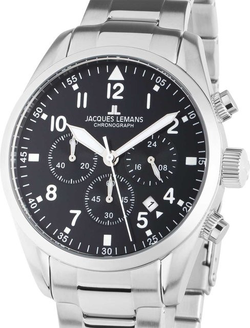 Jacques Lemans Chronograph, Edelstahl, Blau, Quarz, 42 mm, Herren - Bild 1