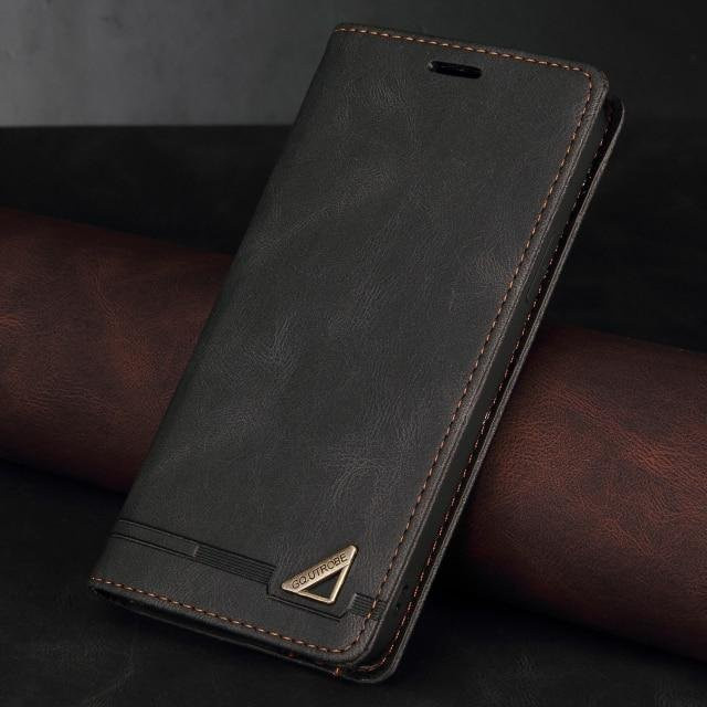 Xiaomi Flip Schutzhülle aus PU Leder mit Kartensteckplatz für Mi POCO F3 X3 NFC 10T Redmi Note 10 9 8 7 Pro 10S 9S 8T 9A 9C 8A 7A in Schwarz - Bild 1