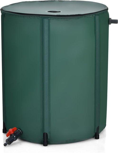 Faltbares GOFLAME Regenfass aus PVC mit Überlaufventil, Grün, Volumen: 225 l, B/T/H: 60 x 60 x 80 cm - Bild 1