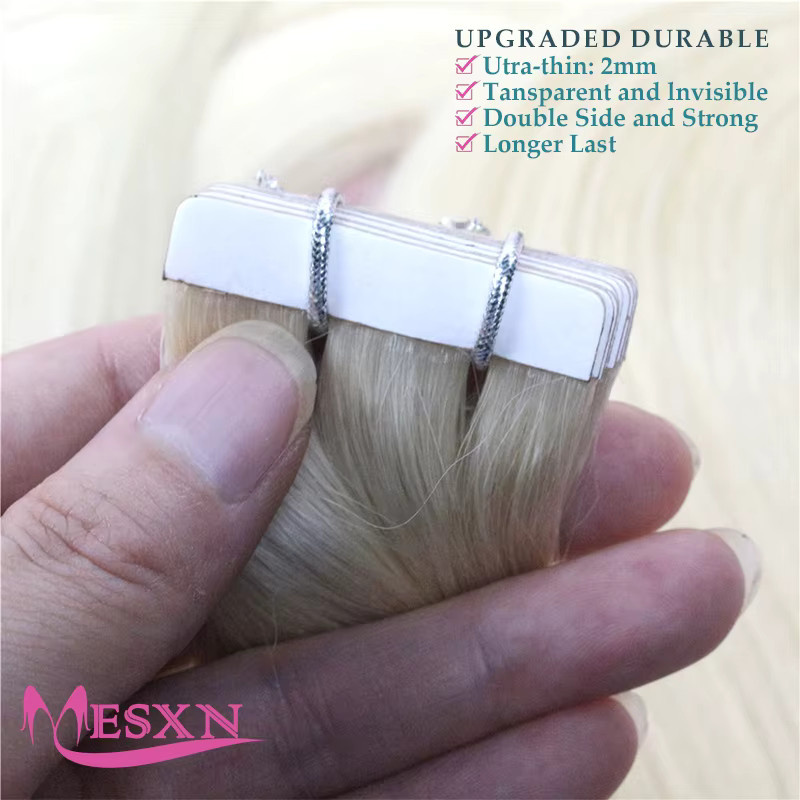 MESXN Tape-in Echthaarverlängerungen, Skin Weft, Unisex - Bild 1