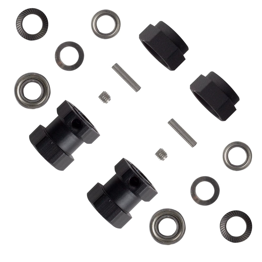 Tamiya Grasshopper 12mm Aluminium Sechskant-Adapter Felgen-Kombination, Zubehör, Schwarz, Metall - Bild 4