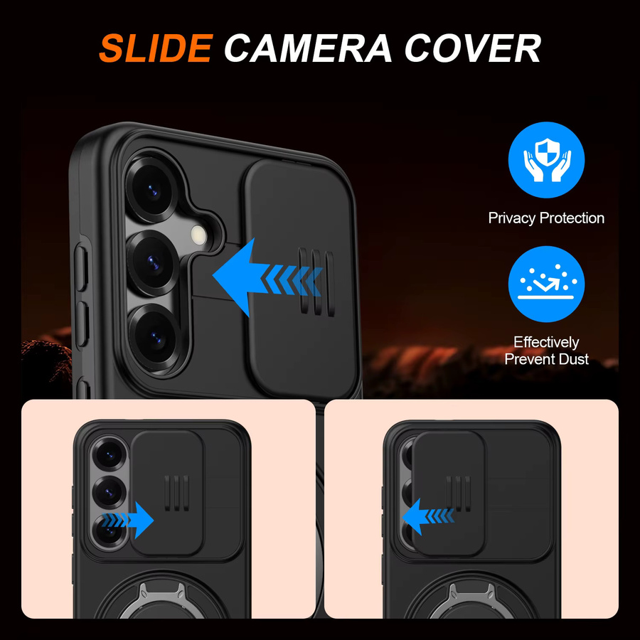Magnetische Handyhülle mit 360 Grad drehbarem Ständer für Samsung Galaxy A16 A17 A26 A27 A35 A55 A36 A57 A56 A06 A07 F17 in Schwarz - Bild 3