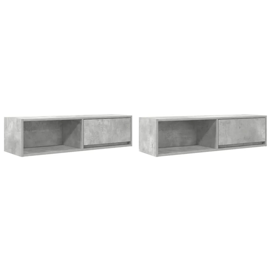 2er-Set vidaXL TV-Schränke aus Holzwerkstoff in Betongrau, Wandmontage, B/H/T: 100 x 25,5 x 31 cm - Bild 2