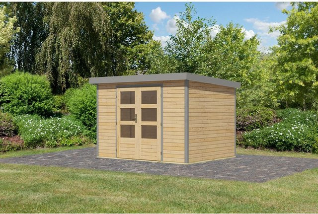 Karibu Gartenhaus Diego 4 A in Naturbelassen und Graualuminium, B/T/H: 298 x 209 x 213 cm - Bild 1