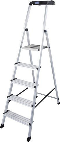 Krause Stufen-Stehleiter Monto Secury aus Aluminium in Silber mit 5 Stufen - Bild 1