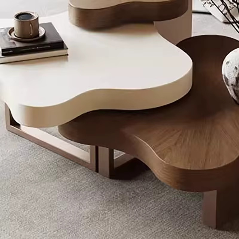 ZUIYU Couchtisch im Nordic-Vintage-Stil aus Holz mit ovaler Form und mattem Finish - Bild 4