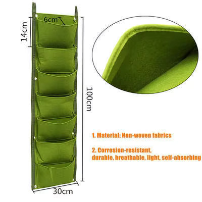 Vertikale Pflanztaschen aus Filz für den Garten und Außenbereich, Grün, B/H: 30,0 x 14,0 cm - Bild 4