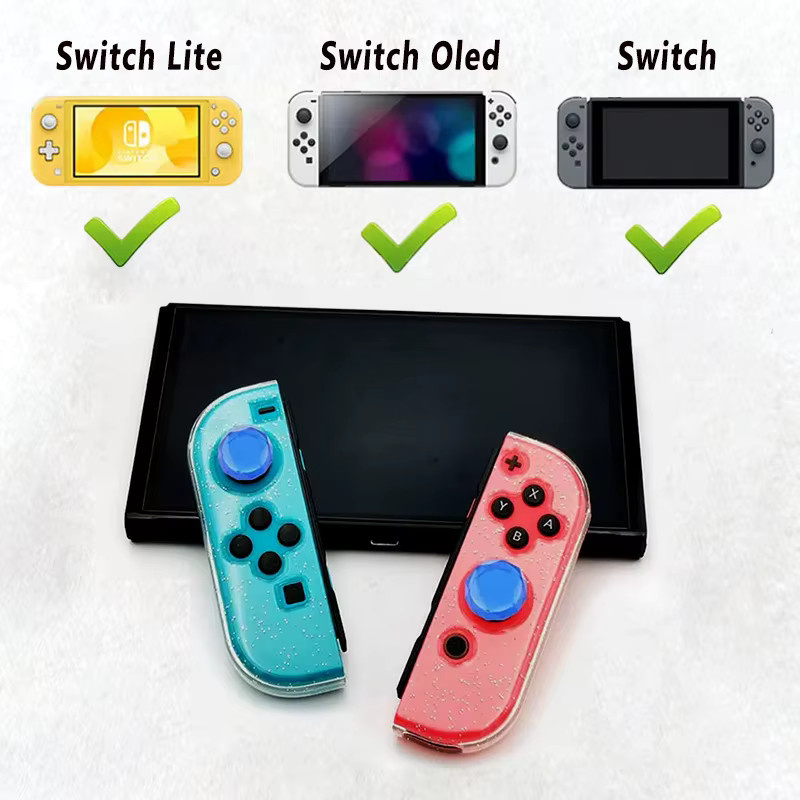 Yu Xi Kristall Joystick Daumen Grip Abdeckung für Nintendo Switch Lite Controller, 2 Stück, Transparent/Blau/Mehrfarbig - Bild 3