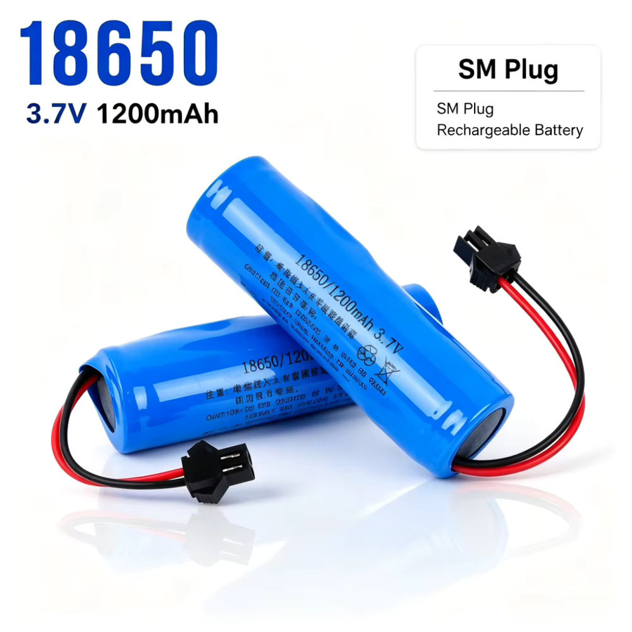 YTBNA Wiederaufladbare Lithium-Batterie 3,7V 18650 mit 1200mAh und SM-Stecker in Blau für Spielzeugautos und elektrische Spielzeuge - Bild 3