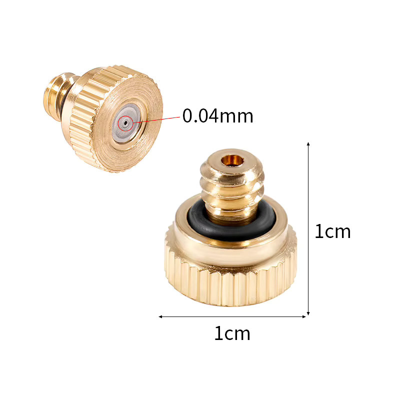 Messing-Nebeldüse für Wasserschlauch zur Niederdruck-Zerstäubung in Gold, 0,1 bis 0,8 mm Gewinde für Gewächshaus-Kühlsysteme im Freien - Bild 2