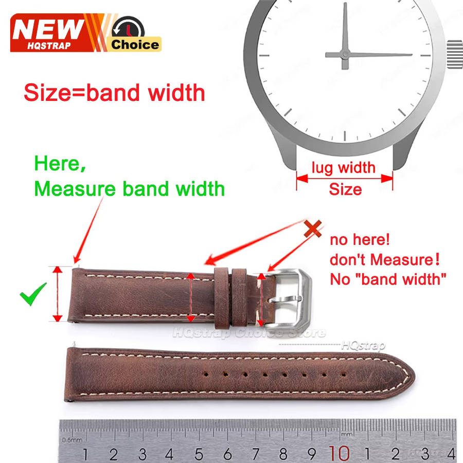 HQstrap Uhrenarmband Leder, Vintage, Unisex, 18mm 20mm 22mm - Bild 5