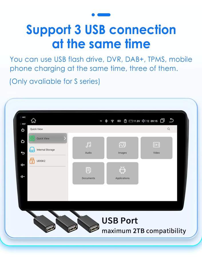 Hizpo Android 14 Auto-Multimedia-Player mit GPS und 4G für VW Golf 4, Passat, Polo und Transporter T5 in Schwarz - Bild 5