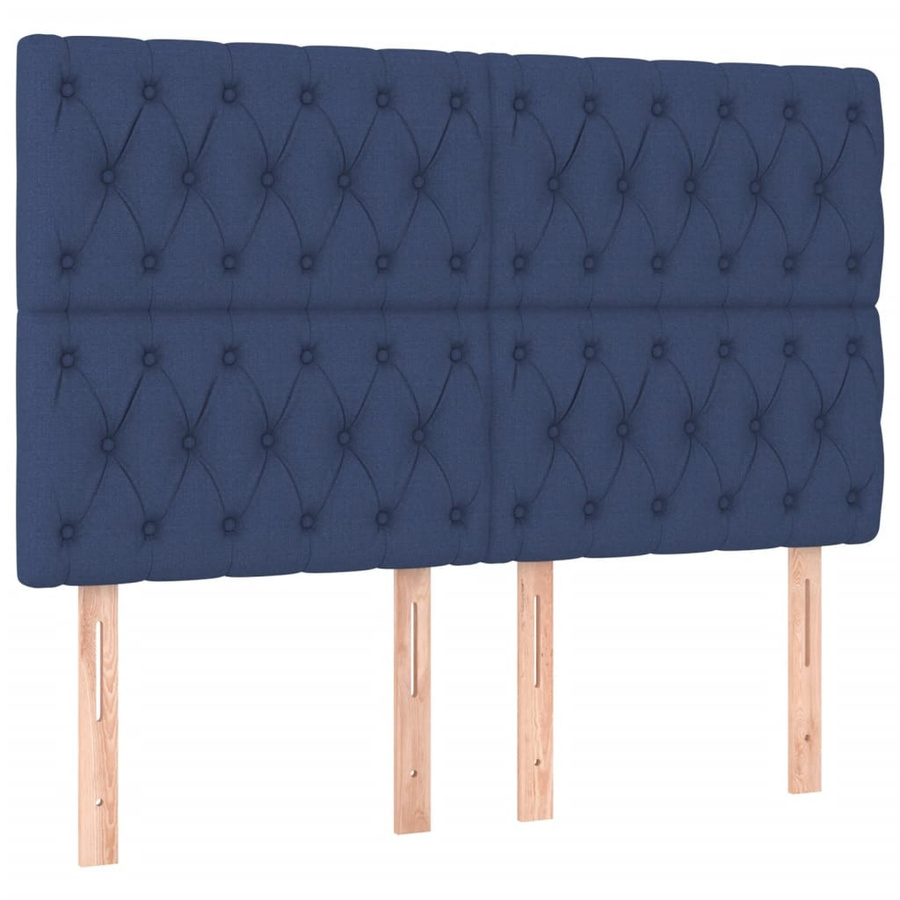 vidaXL Boxspringbett mit Matratze Blau Stoff B/T/H: 140 x 200 cm - Bild 3