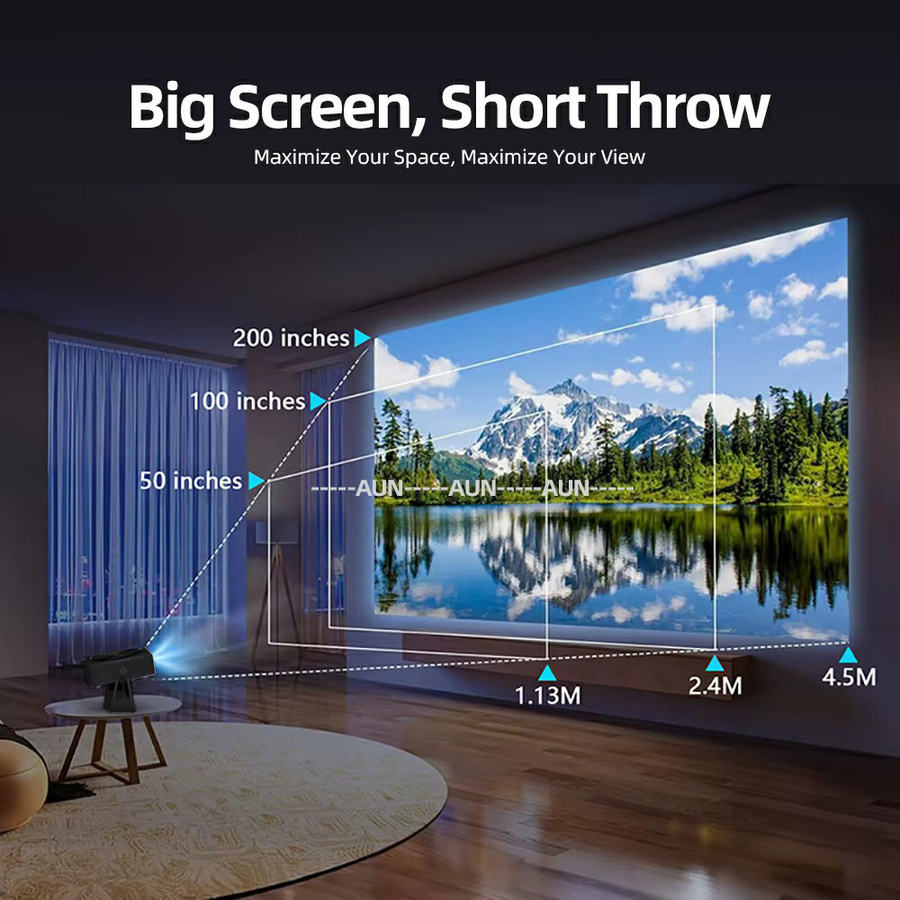 AUN A005 Laser Android Projektor in Schwarz mit 4K UHD Auflösung, LCD Kurzdistanz Smart TV mit Wi-Fi und Bluetooth - Bild 5
