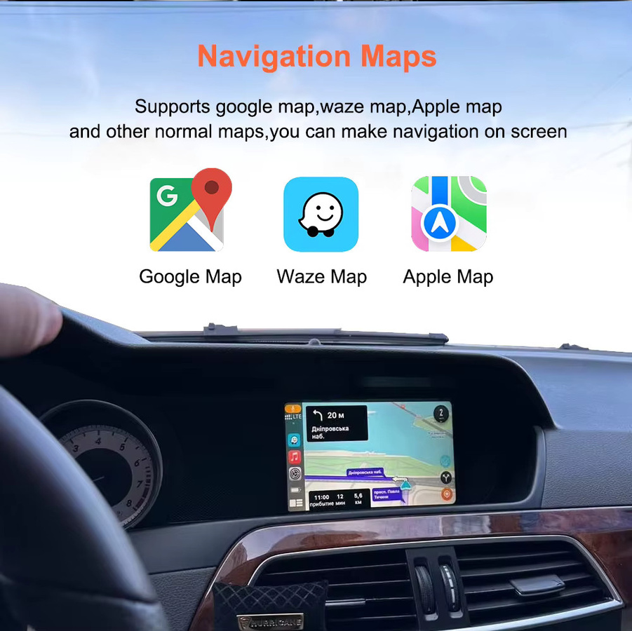 Bonroad Kabelloses CarPlay und Android Auto Systemmodul für Mercedes Benz W212 W176 W204 W204 CLS GLK Klasse NTG 4.0 4.5 4.7 5.0 in Schwarz - Bild 4