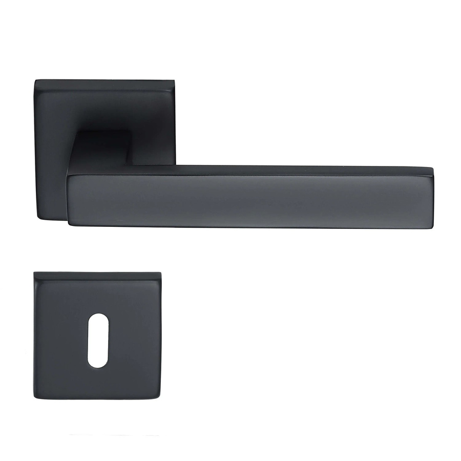 MeinTürgriff Drückergarnitur Trento Türdrücker Eckig in Schwarz Matt mit Edelstahl-Finish B/H: 160 x 160 mm - Bild 2