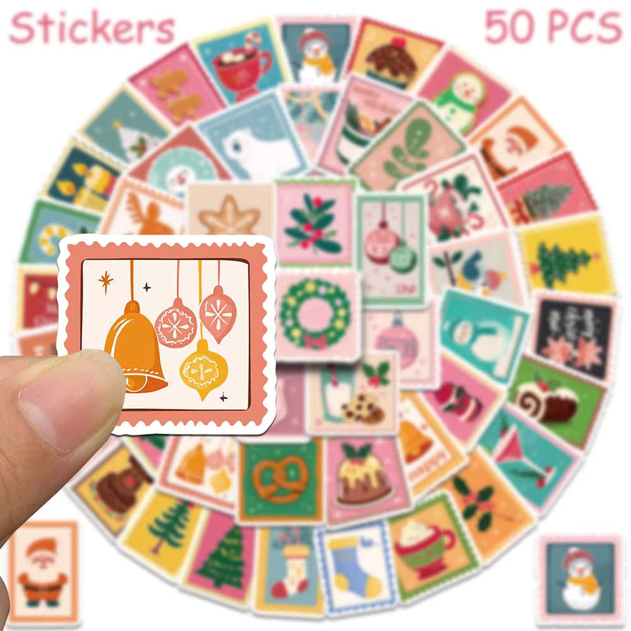 50 Stück Weihnachten Graffiti Aufkleber, wasserfeste Cartoon Sticker in Multicolour für DIY-Projekte, Telefon, Briefe und Skateboard - Bild 2