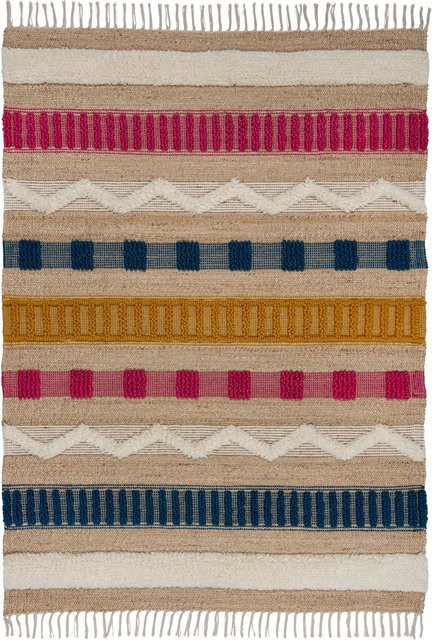 Teppich Kadima Design WHARFE aus Wollmischung in Bunt mit Streifenmuster, B/T: 120 x 170 cm - Bild 1